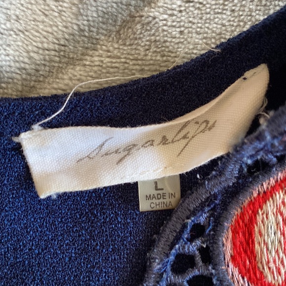 Blue vintage inspired polyester peplum top - Picture 3 of 4